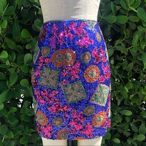 SOLD • VTG 80’s Oleg Cassini Sequins Pencil Skirt